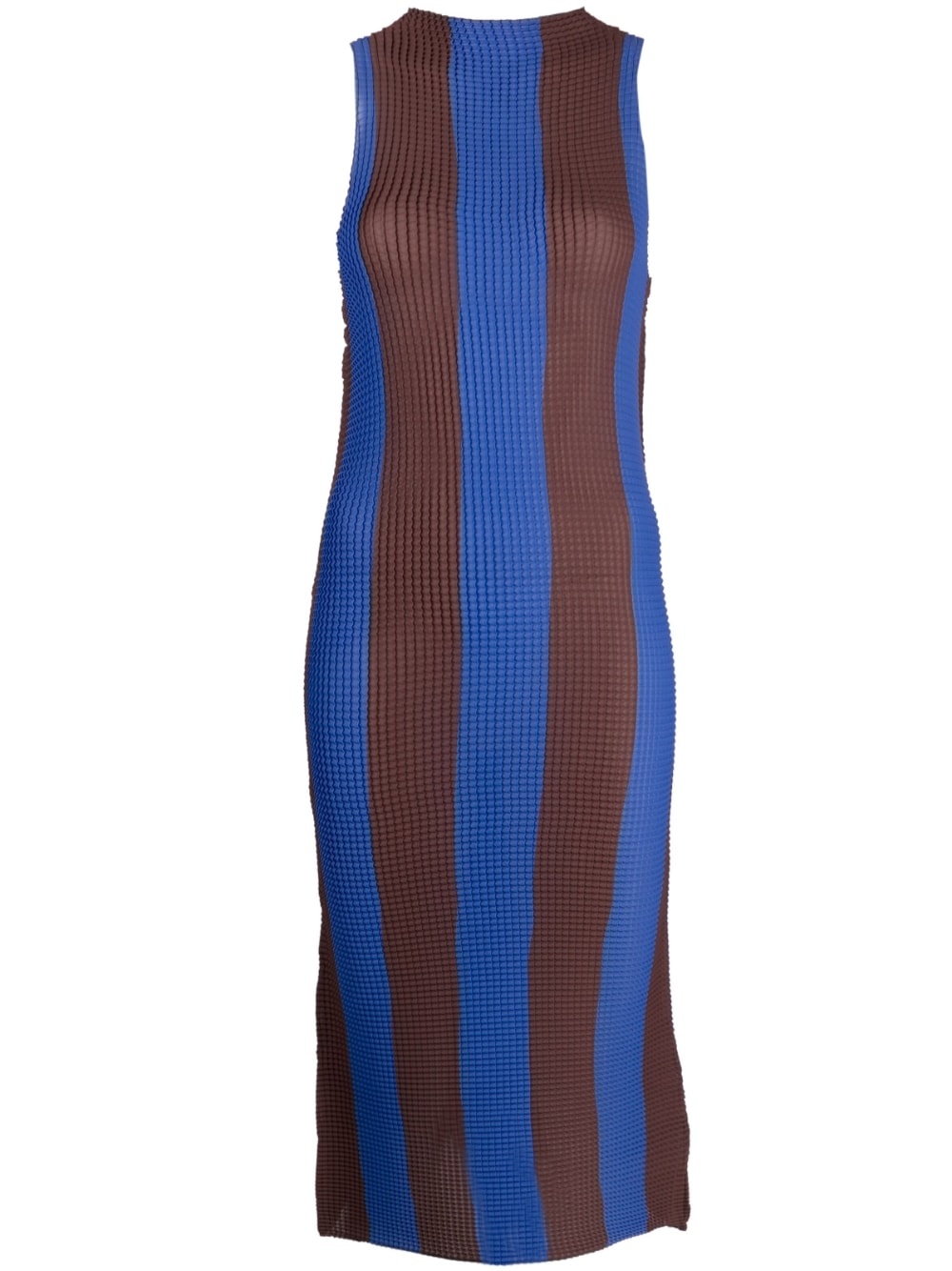 pleated striped midi dress - 1