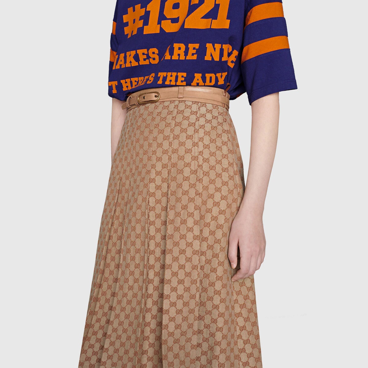 GG linen canvas pleated skirt - 5