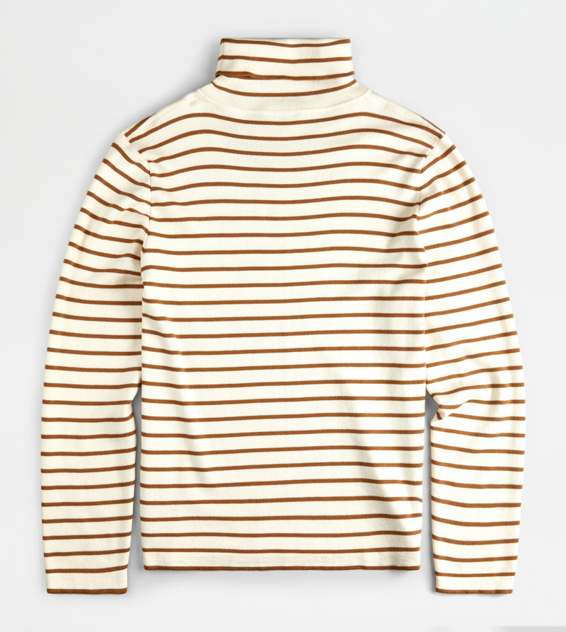 STRIPED TURTLENECK JUMPER - BEIGE, BROWN 5