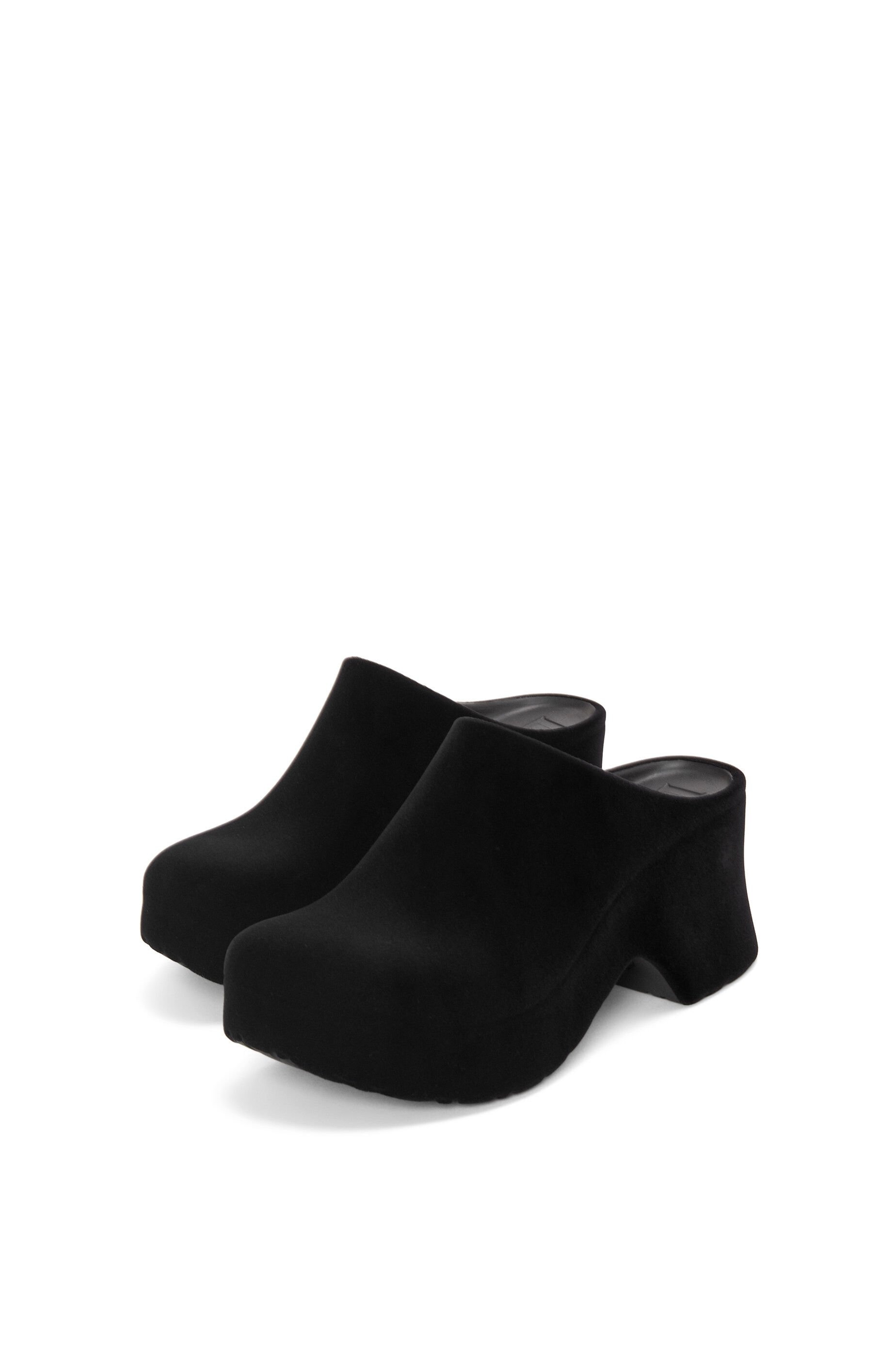 LOEWE｜MULES (Terra Foam clog in flocked rubber (L814V29 Loewe Luxury Terra Foam Clog In Flocked Rubber - Black