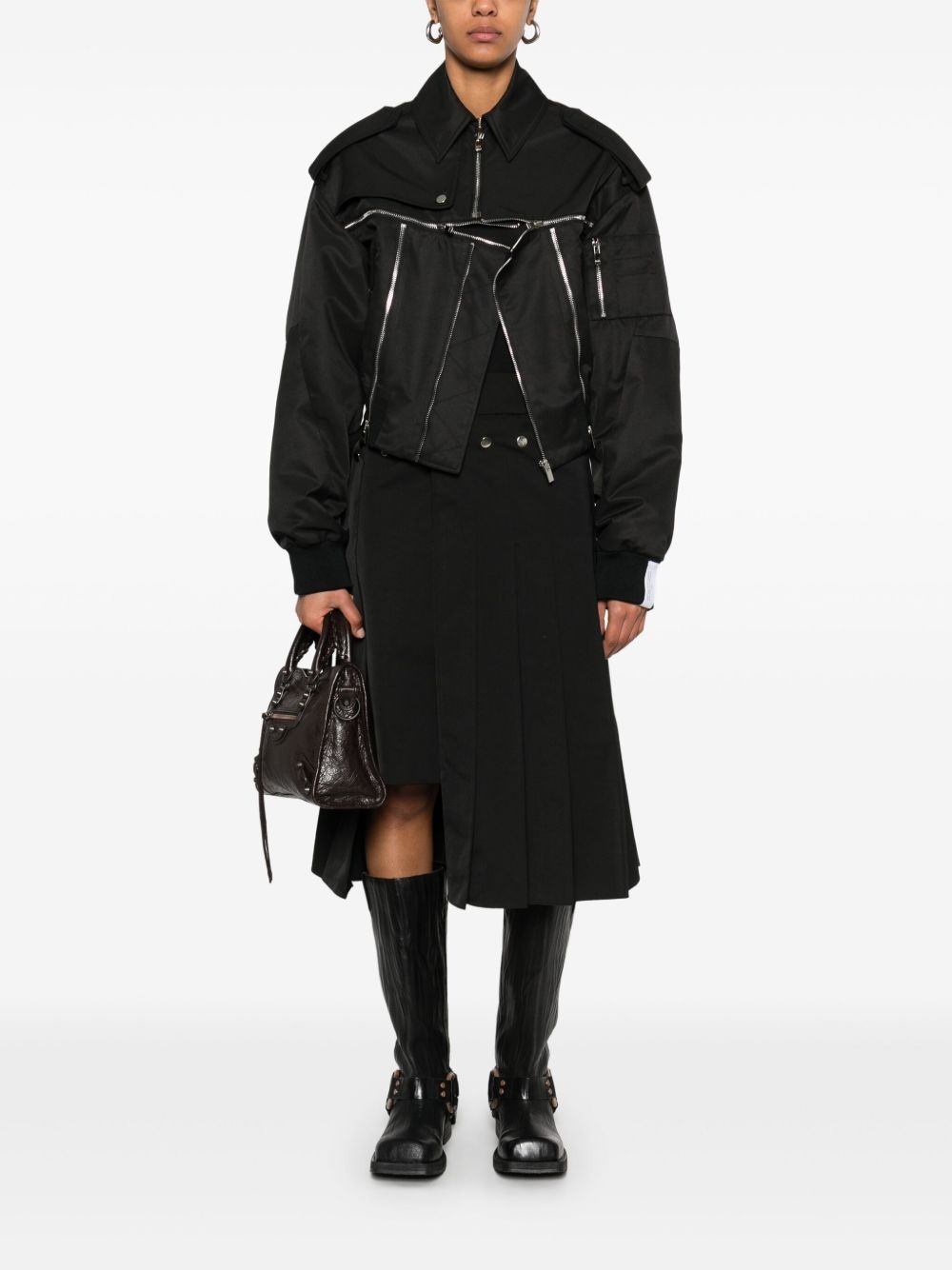 zip-detailed bomber jacket - 2