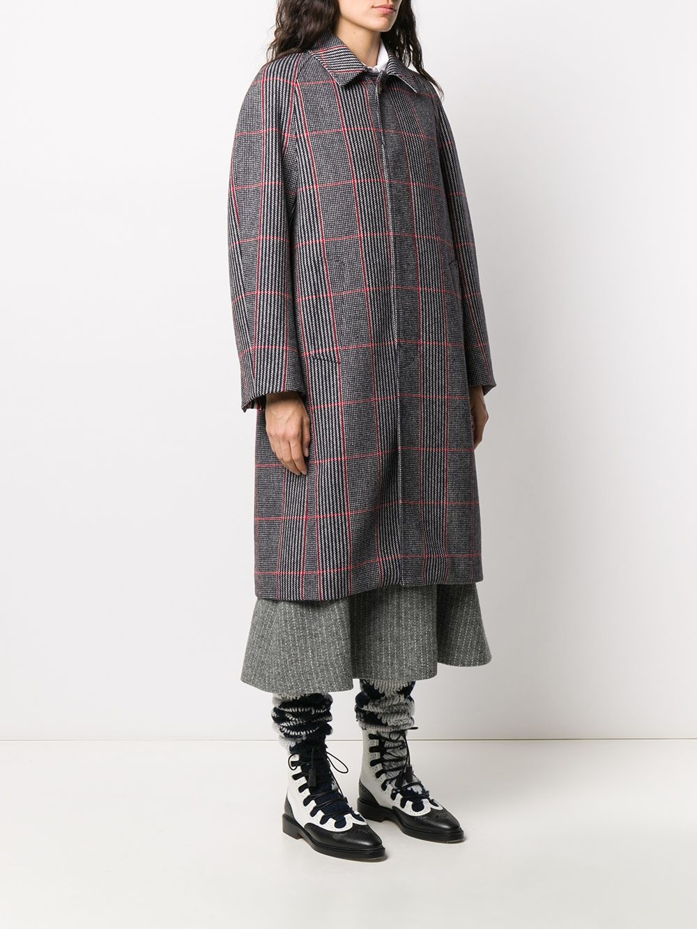 box pleat check coat - 3