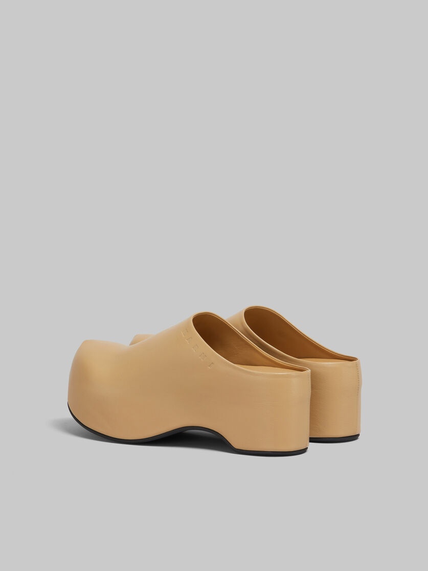 BROWN LEATHER CHUNKY CLOG SABOT - 3
