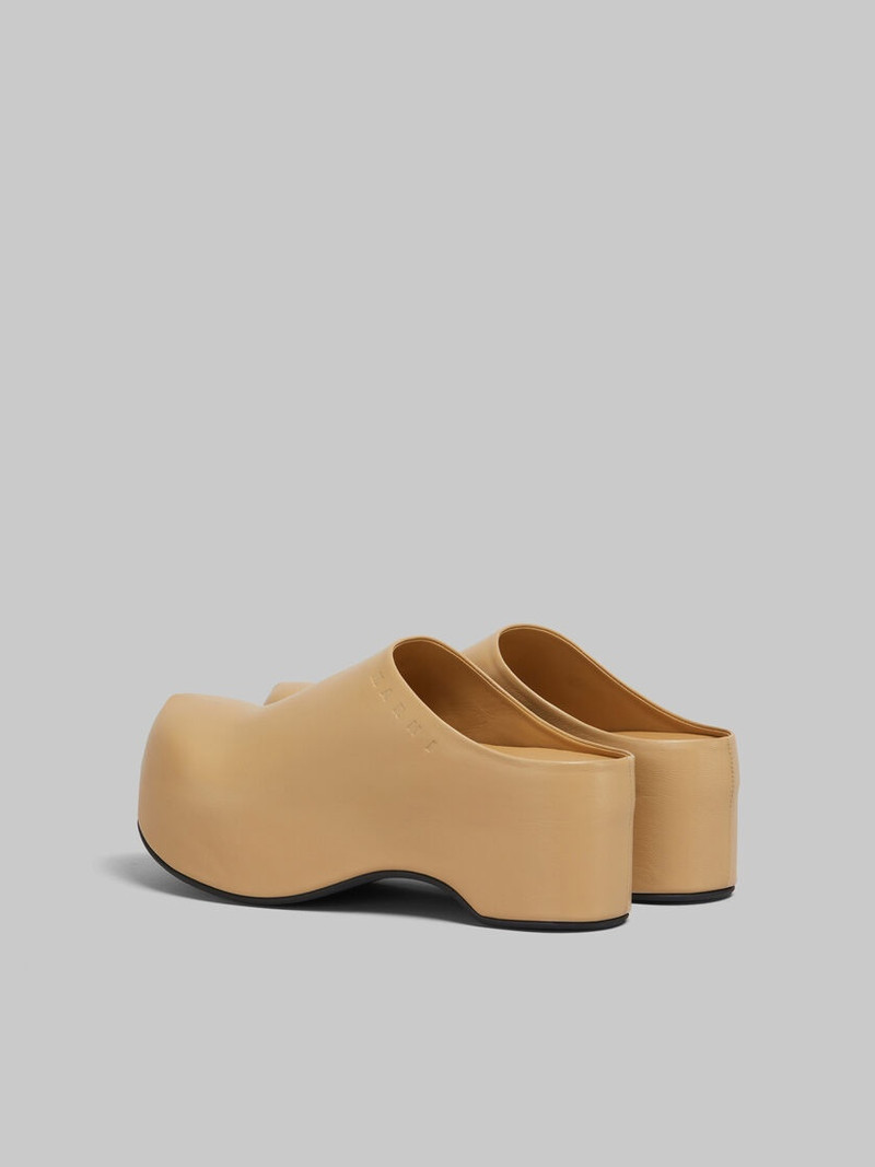 Marni BROWN LEATHER CHUNKY CLOG SABOT outlook