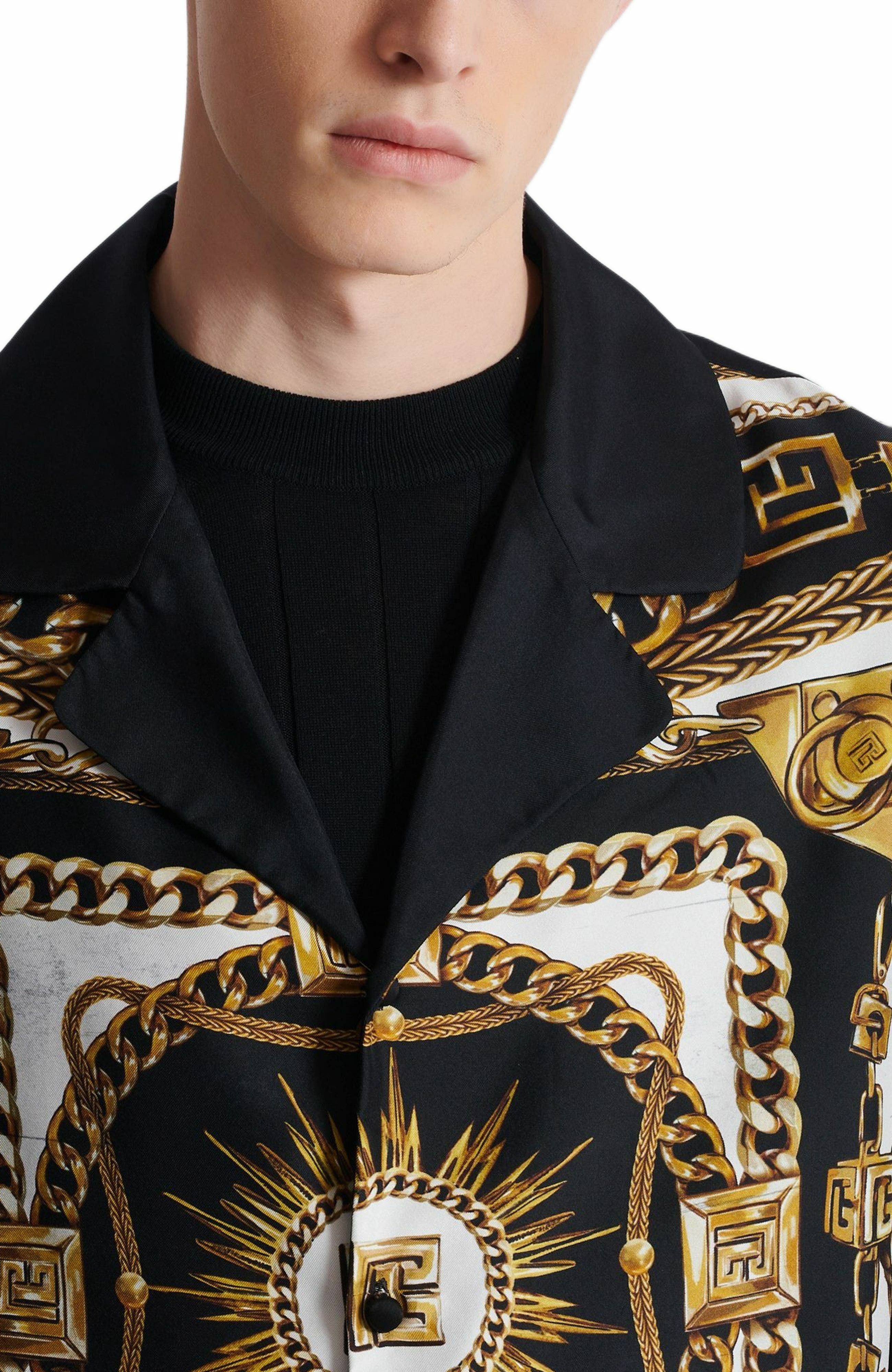 Balmain Printed pyjama shirt with Foulard Chaînes pattern in Multicolor at Nordstrom - 6
