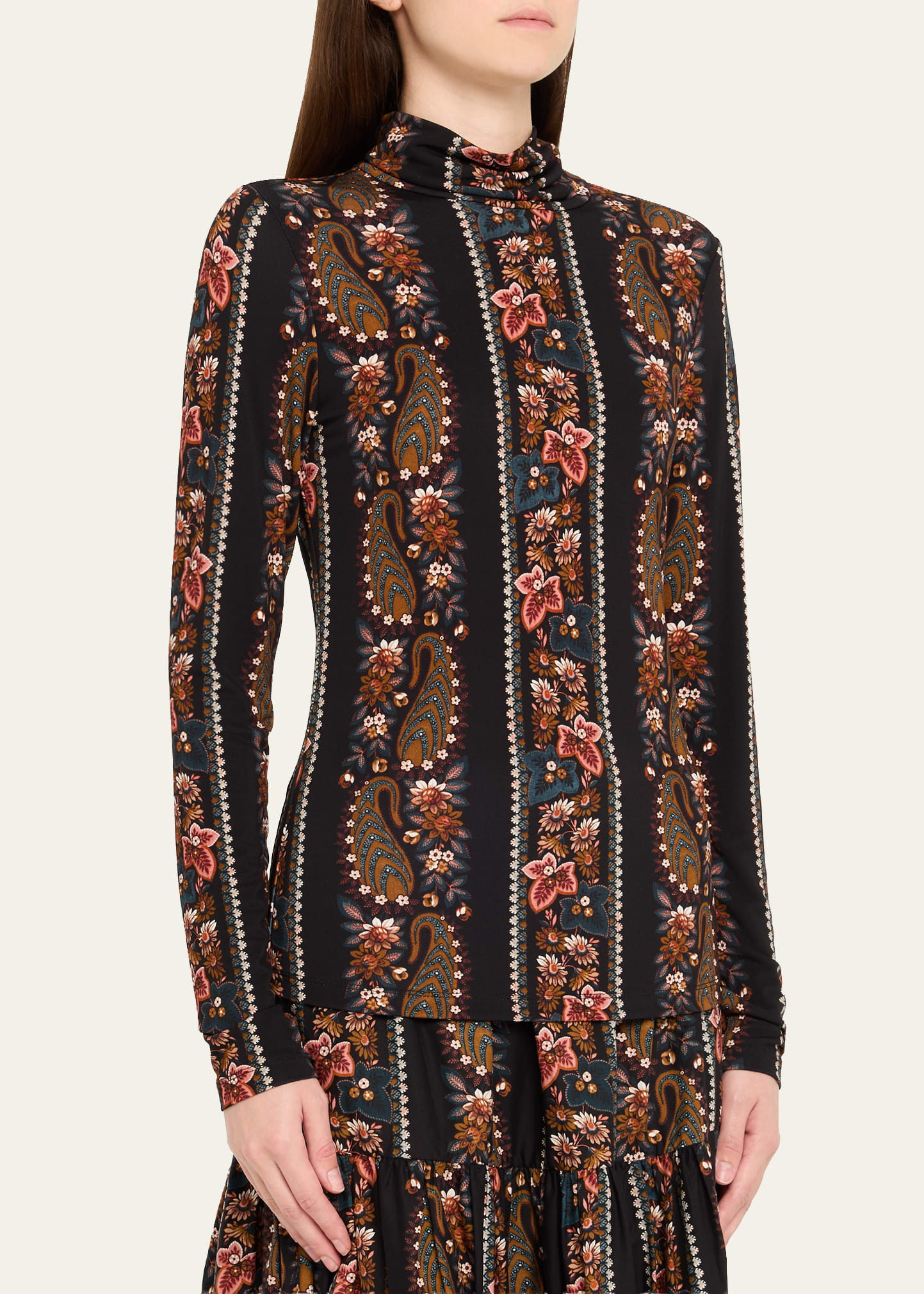 Suzie Moody Floral Long-Sleeve Turtleneck Top - 4