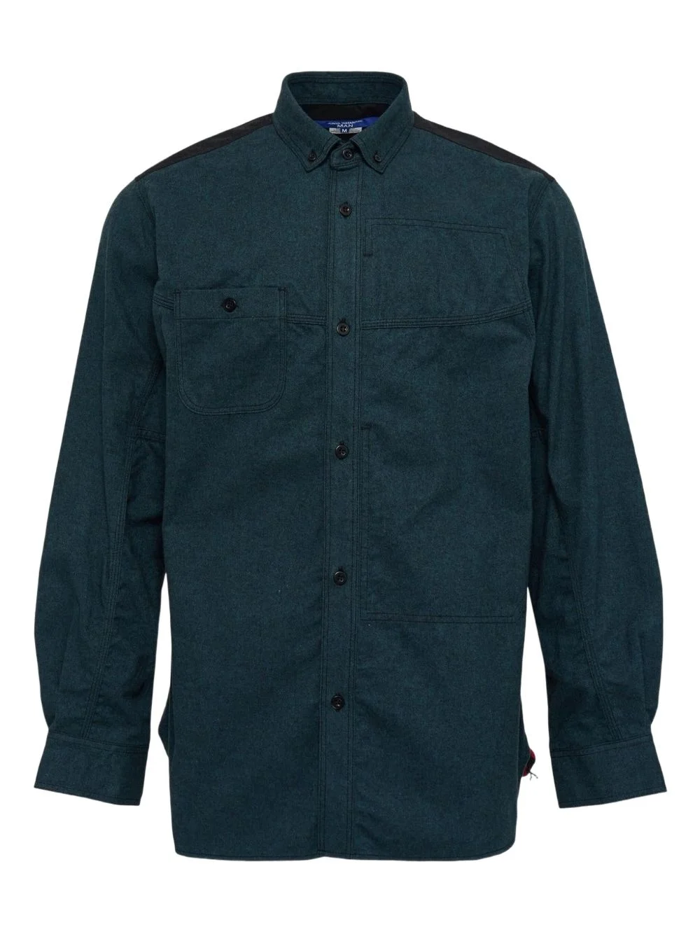 checked-panel cotton shirt - 1