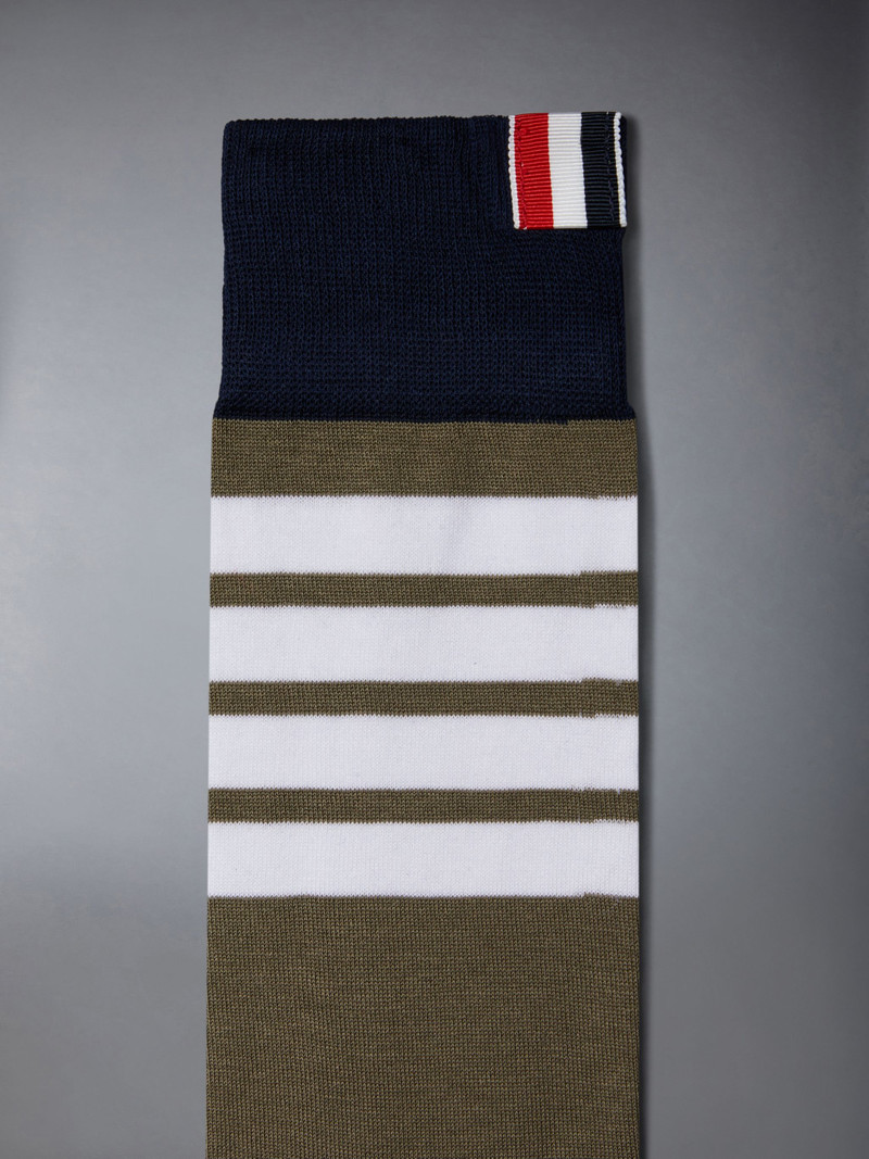 Thom Browne Funmix Cotton 4-Bar Mid Calf Socks outlook