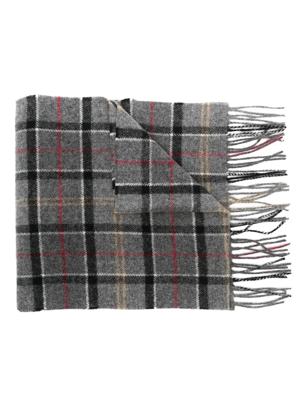 tartan-fringed scarf - 1
