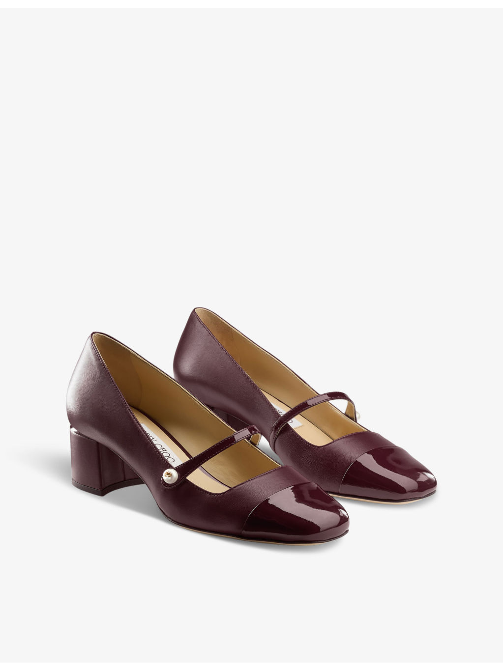 Elisa 45 faux pearl-embellished patent-leather heeled courts - 3