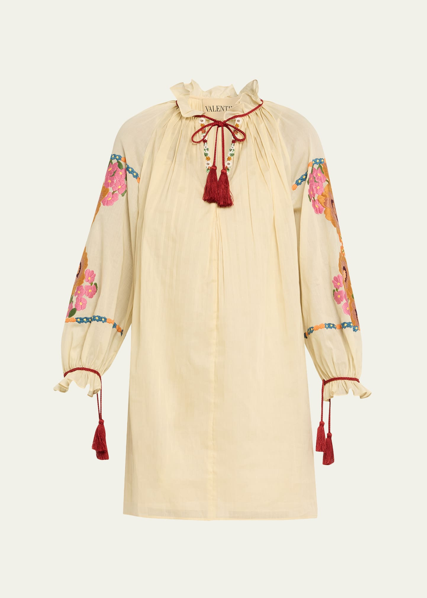 Floral Embroidered Pintuck Blouse - 1