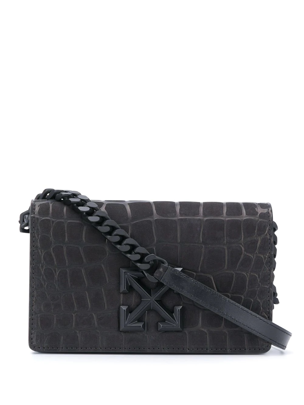 Arrows motif crocodile-effect crossbody bag - 1