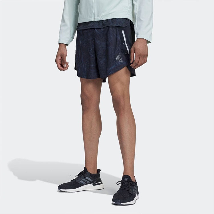 Men's adidas Running Geometry Pattern Logo Sports Shorts Blue HM1213 - 2
