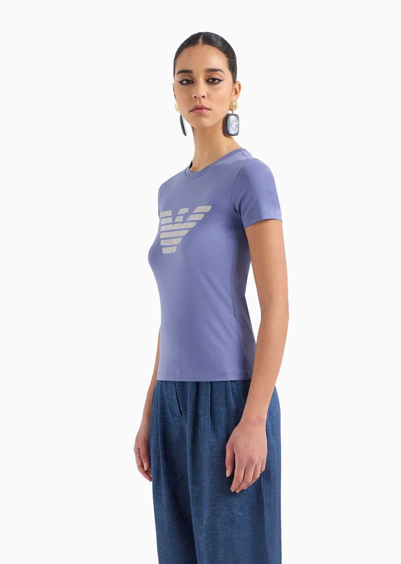Organic stretch jersey T-shirt with ASV oversized eagle pattern - 2