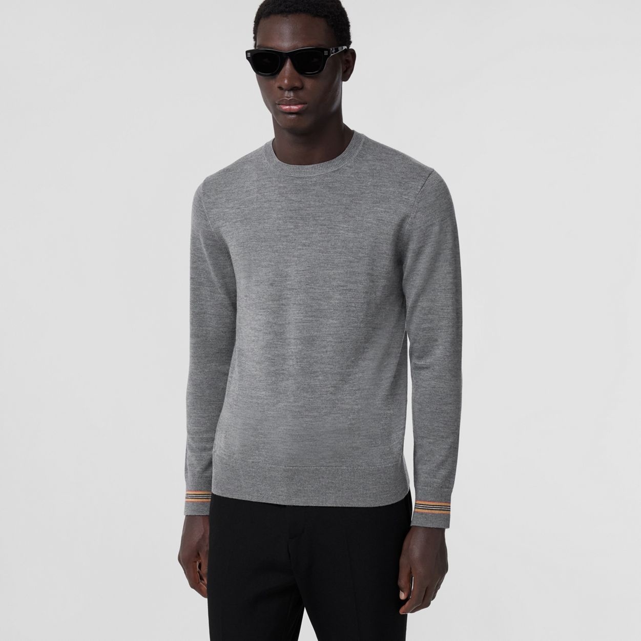 Icon Stripe Trim Wool Sweater - 2