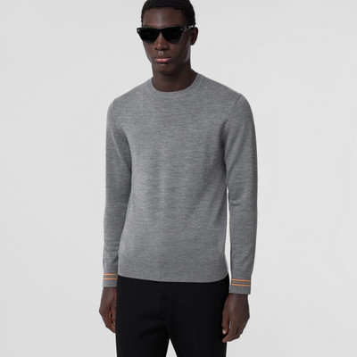 Burberry Icon Stripe Trim Wool Sweater outlook