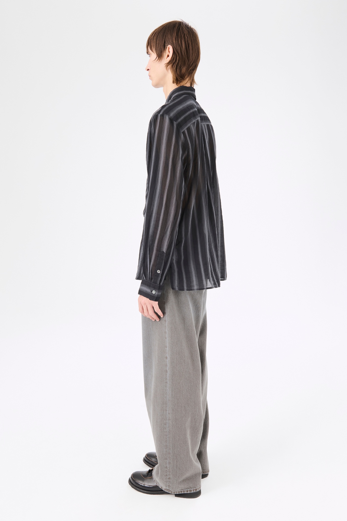 Adorn Shirt Noir Stripe Sheer Cotton Silk - 5