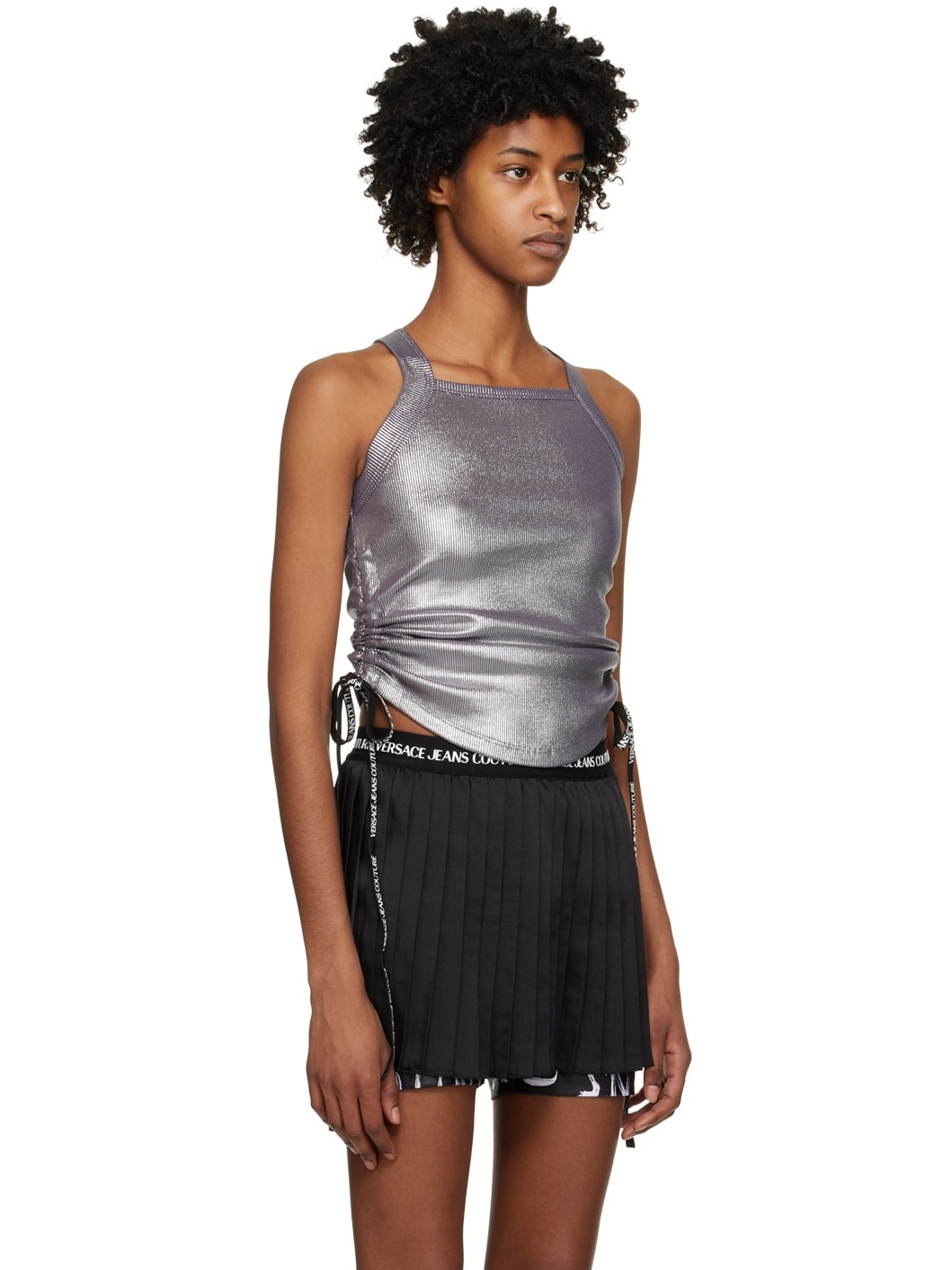 Silver Ruched Tank Top - 2