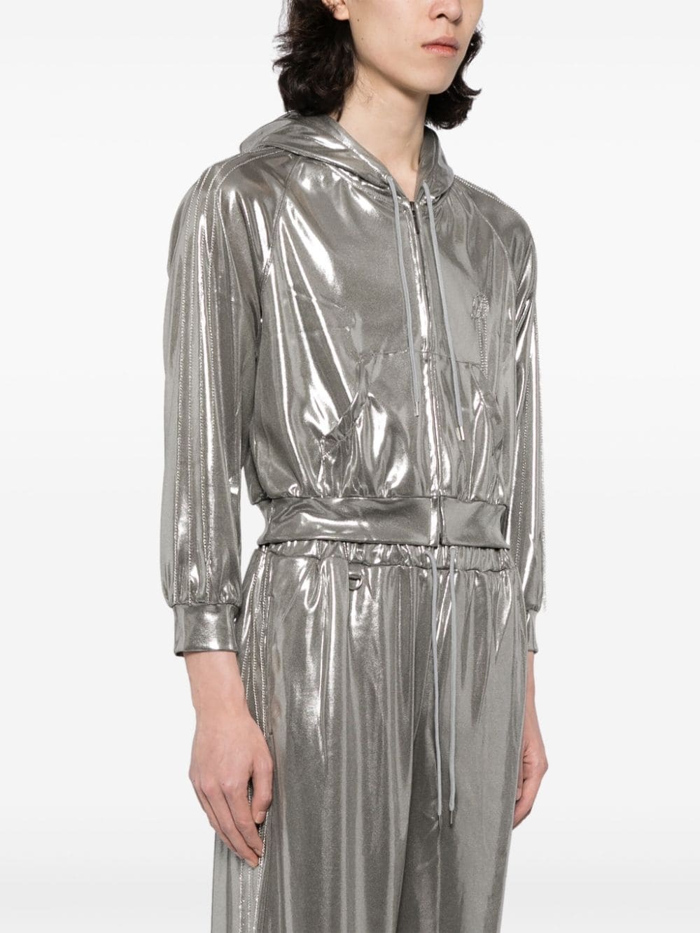 hooded metallic jacket - 3