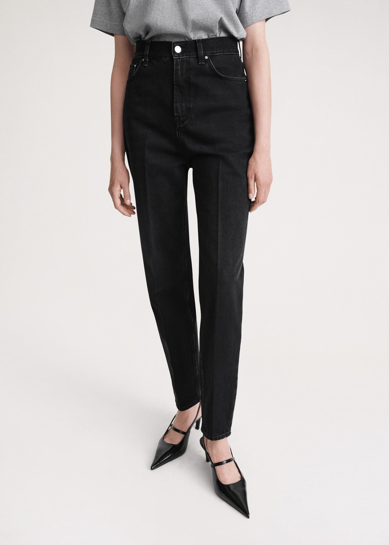 Tapered leg denim faded black 5