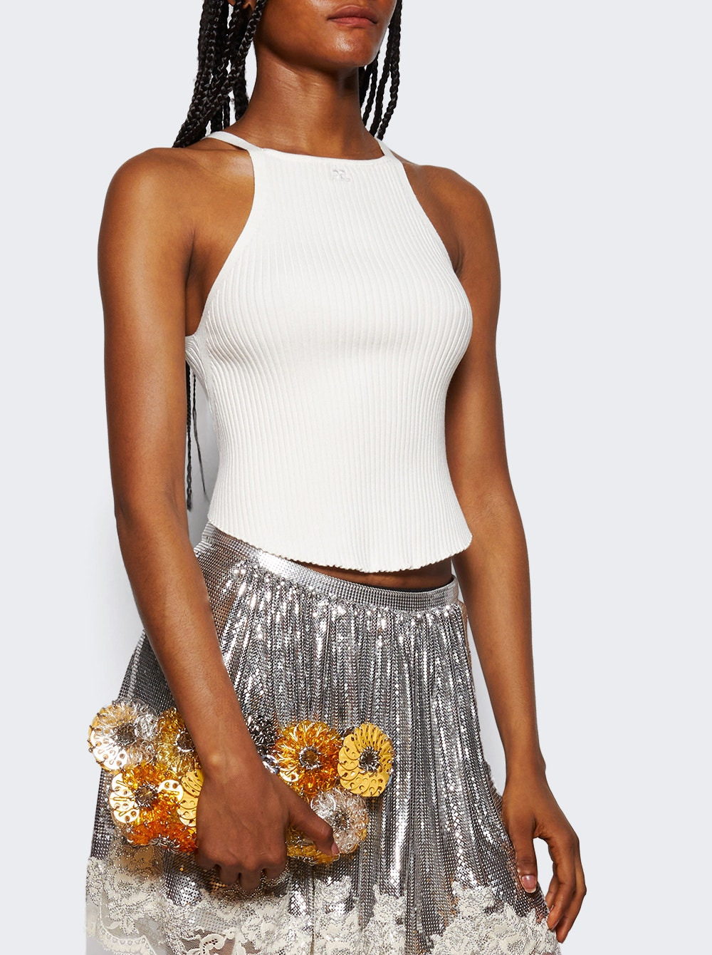 Circle Rib Knit Top White - 2