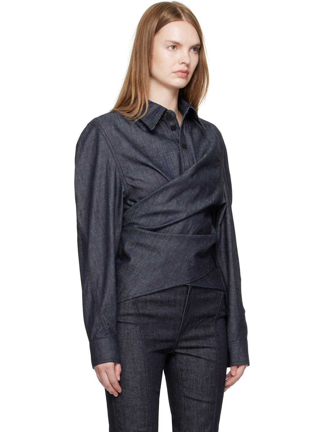 Indigo Wrapped Chambray  Shirt - 2