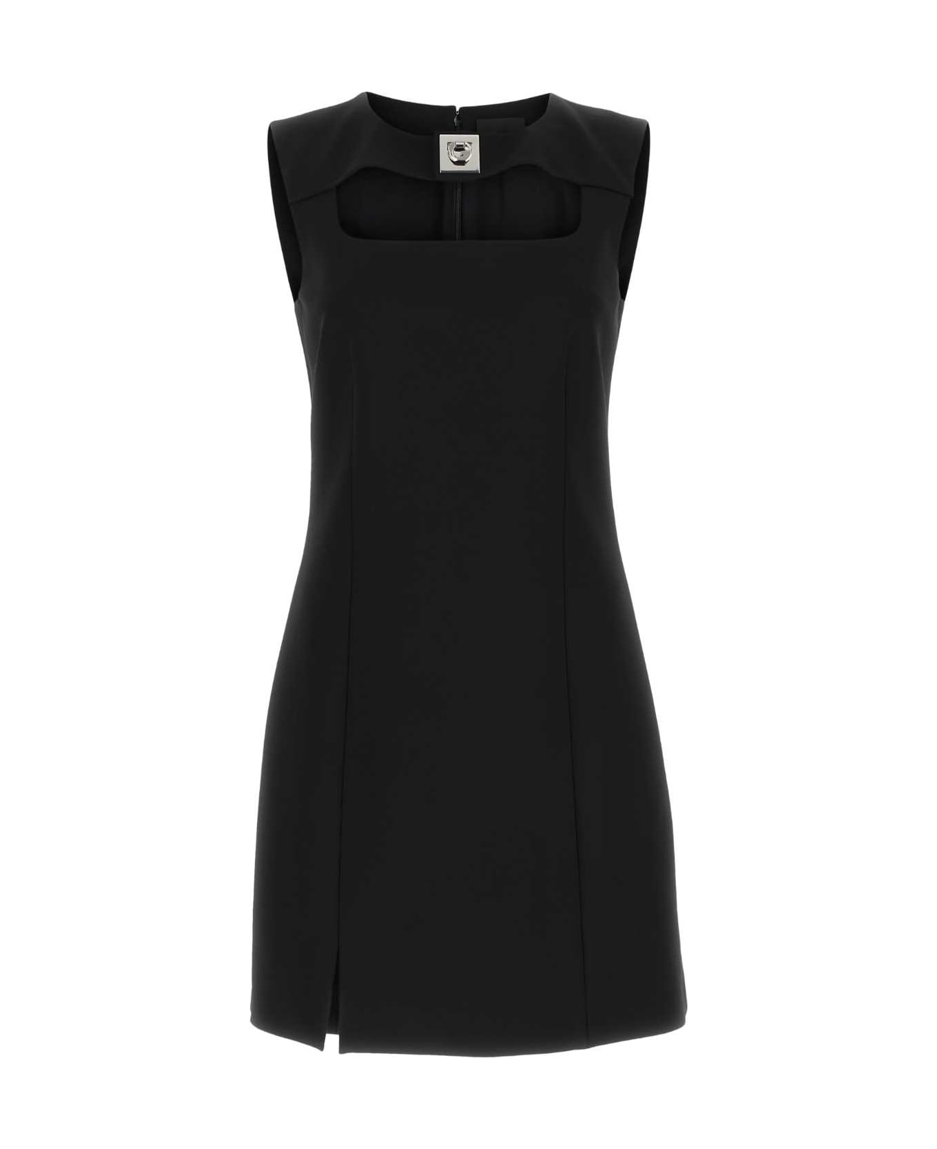 Black Stretch Viscose Blend Mini Dress - 1