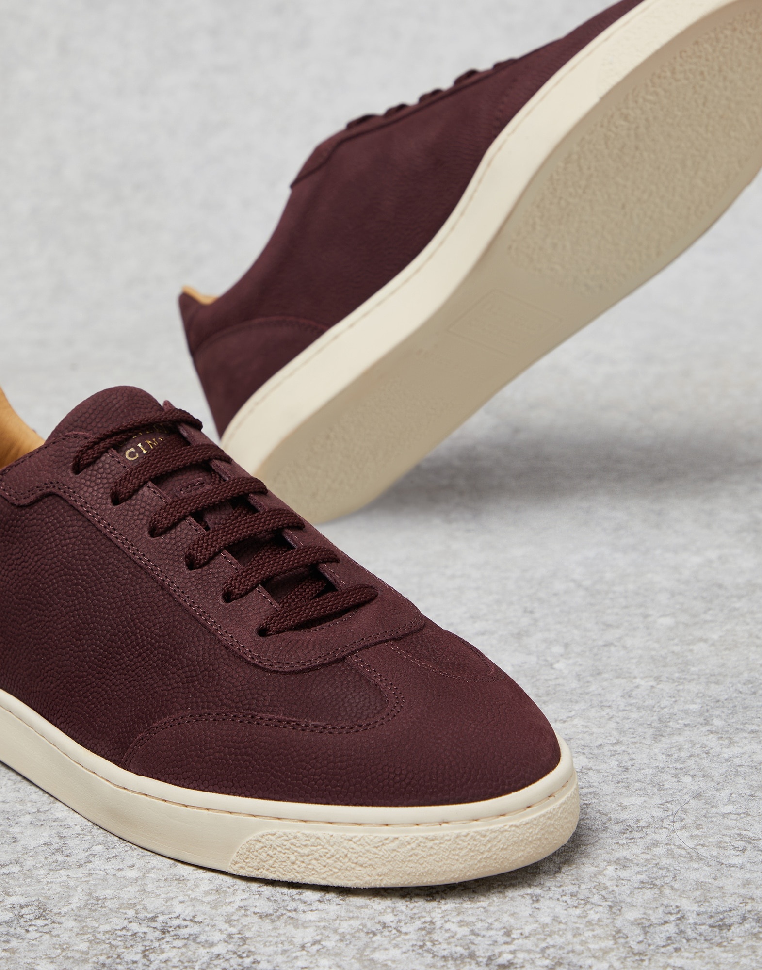 Texture nubuck sneakers with natural rubber sole - 4