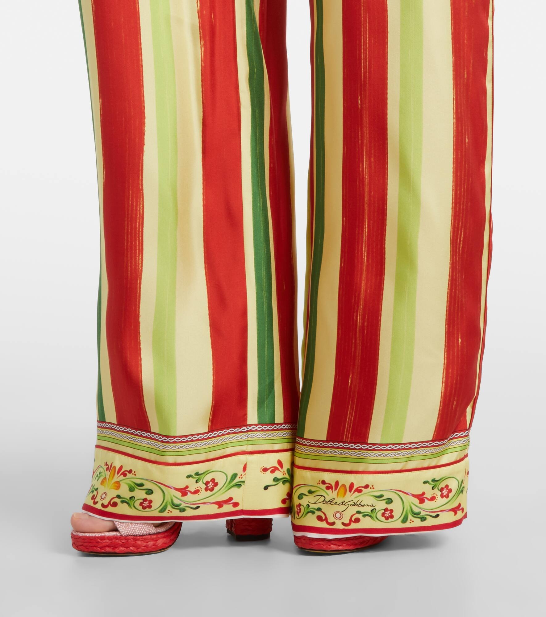High-rise striped silk palazzo pants - 5