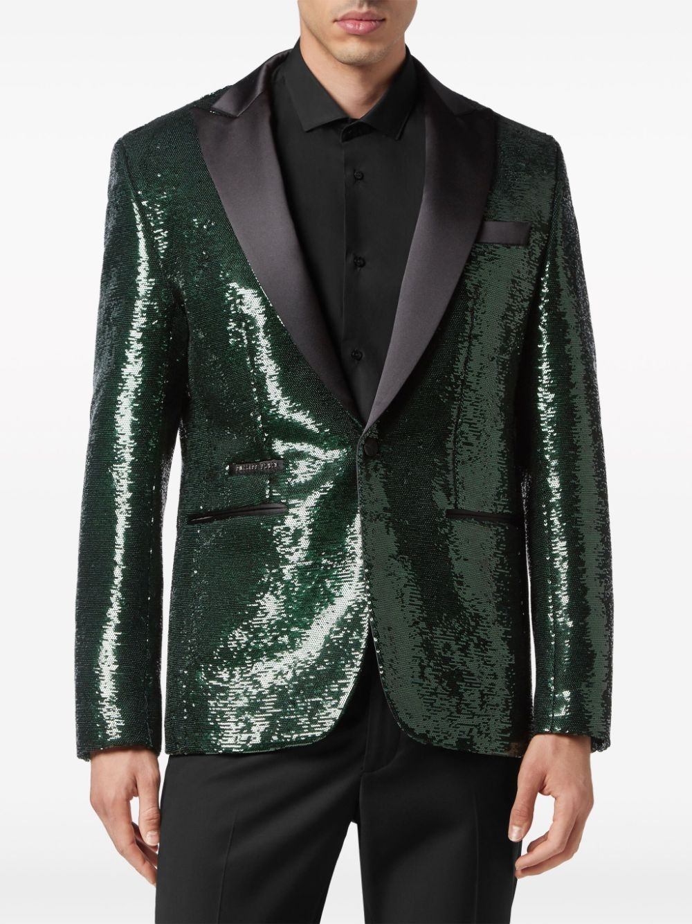 sequin-design single-breasted blazer - 3
