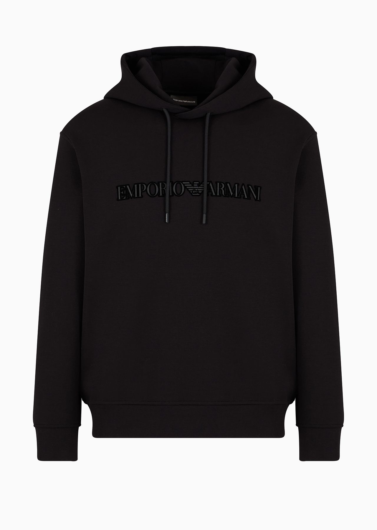 Double-jersey hooded sweatshirt with flocked logo - 1