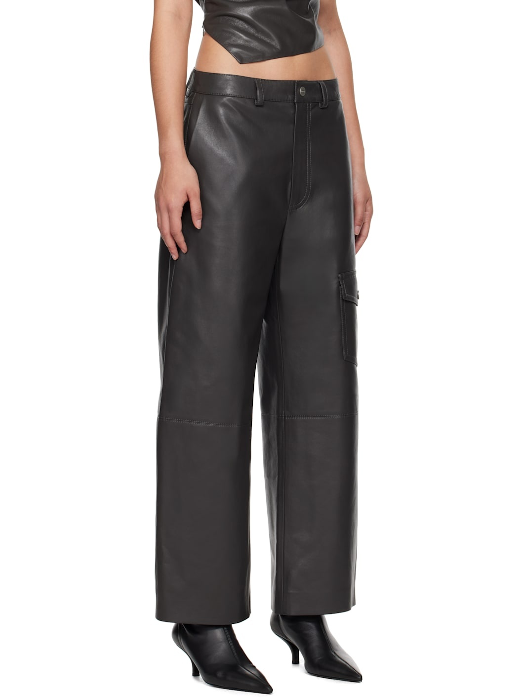 Green Abrah Regenerated Leather Pants - 2
