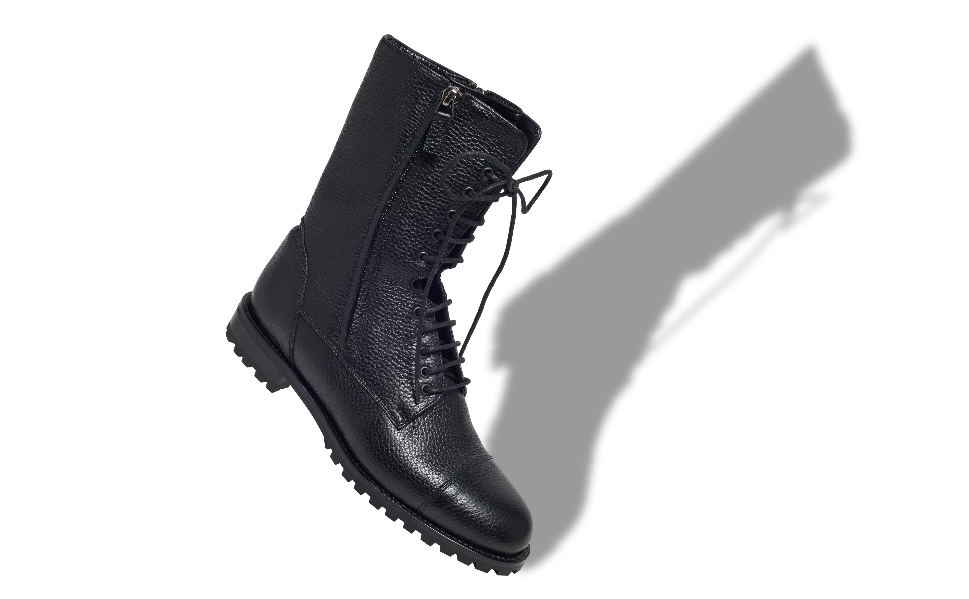 Manolo Blahnik Black Calf Leather Military Boots REVERSIBLE