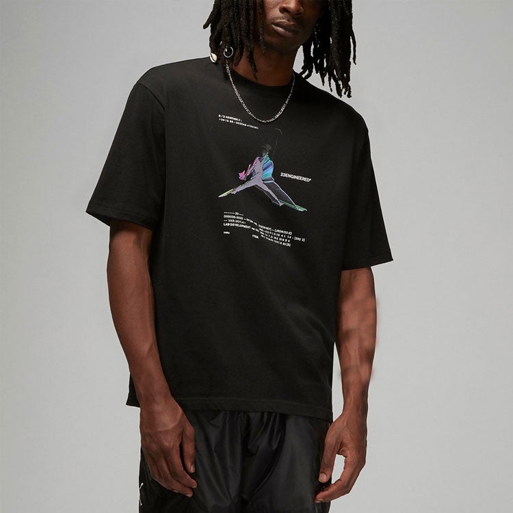 Air Jordan 23 Engineered Casual Breathable Large Logo Printing Round Neck Short Sleeve Black DO8895- - 5