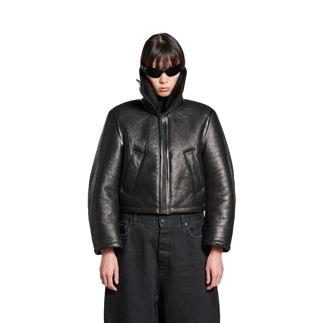 Women's Aviator Jacket in Black - 5