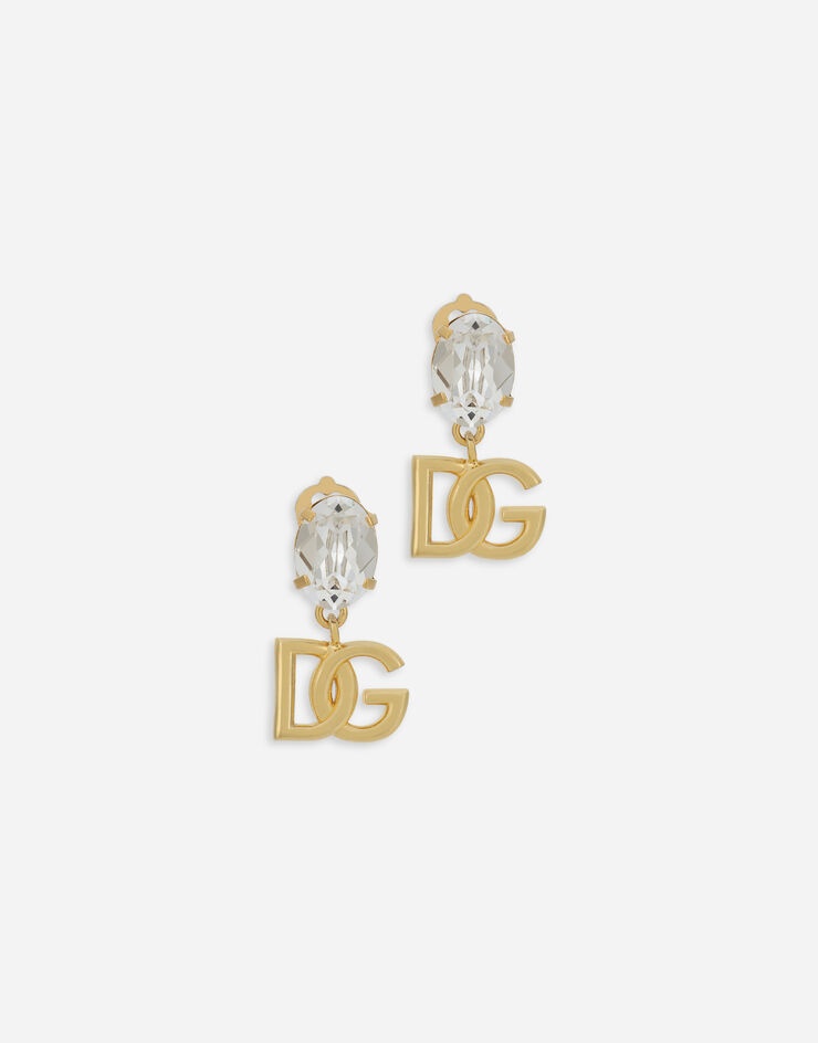 Earrings with rhinestones and DG logo - 1