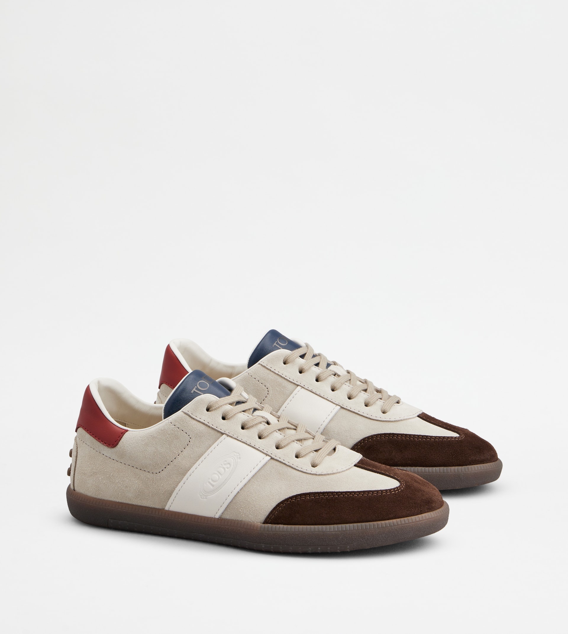 TOD'S TABS SNEAKERS IN SUEDE - BEIGE, WHITE, BROWN, RED - 3