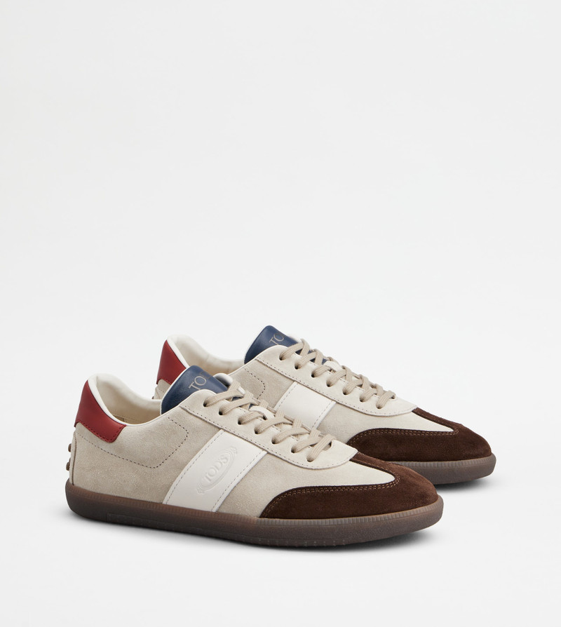 TOD'S TABS SNEAKERS IN SUEDE - BEIGE, WHITE, BROWN, RED 3