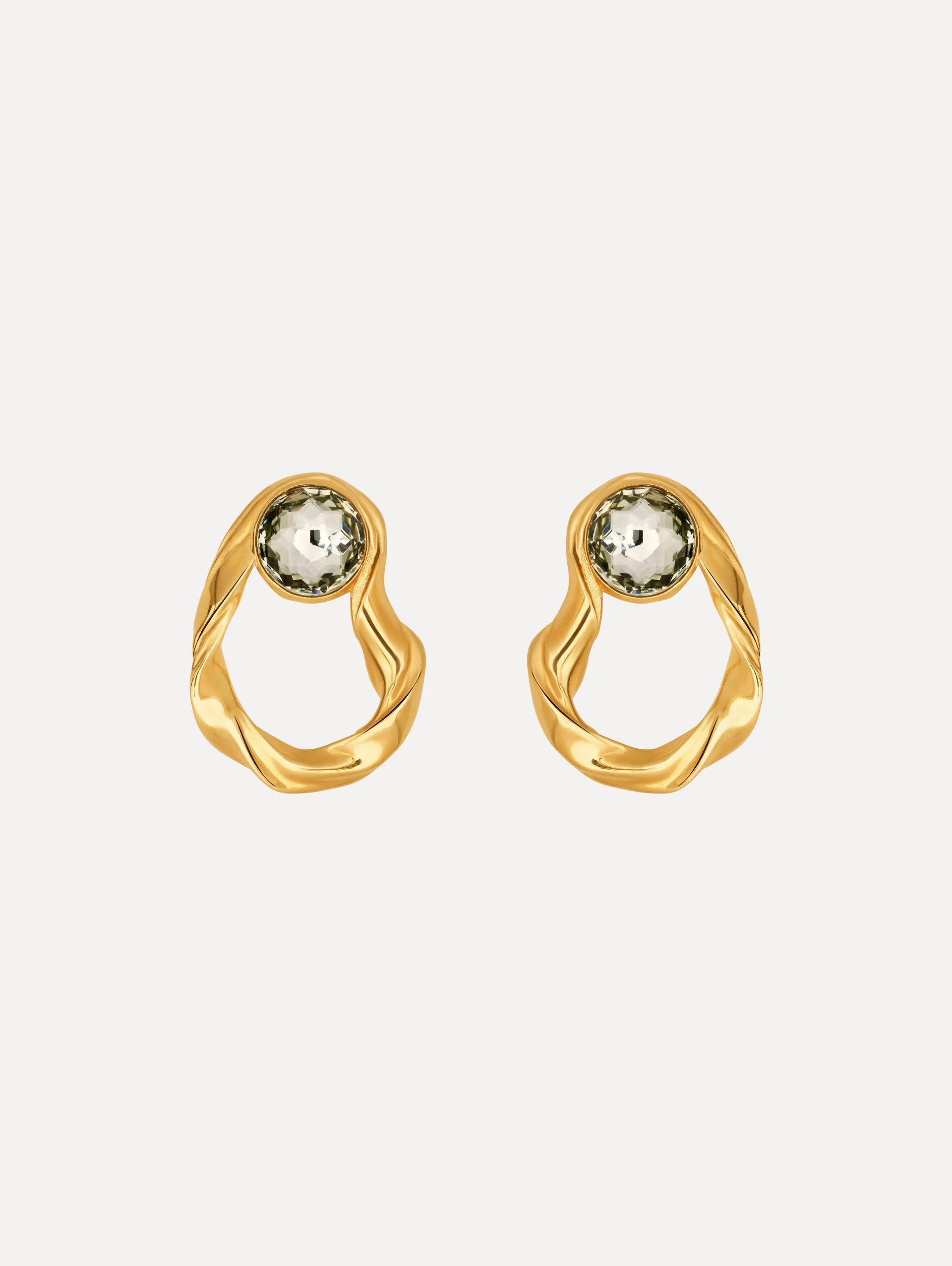 HAMMERED LOOP STONE EARRINGS - 1