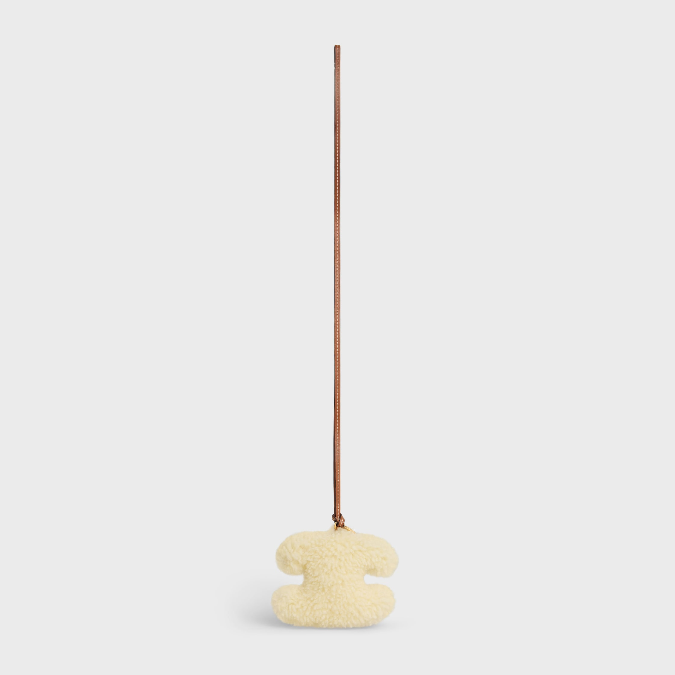 TRIOMPHE pom-pom keyring in SHEARLING AND SMOOTH CALFSKIN with Gold Finishing - 2