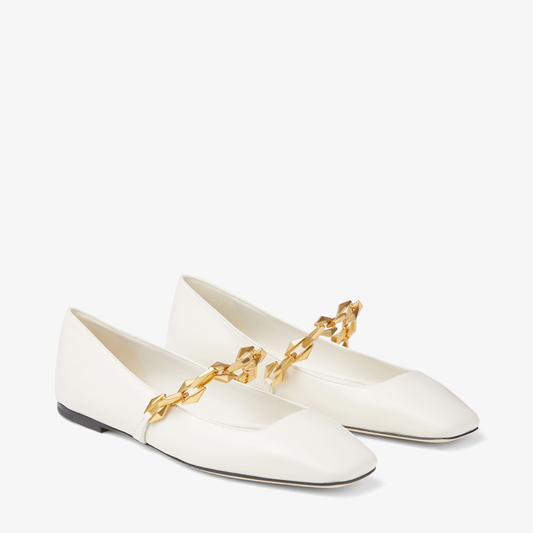 Diamond Tilda Flat
Latte Nappa Leather Flats with Chain - 2