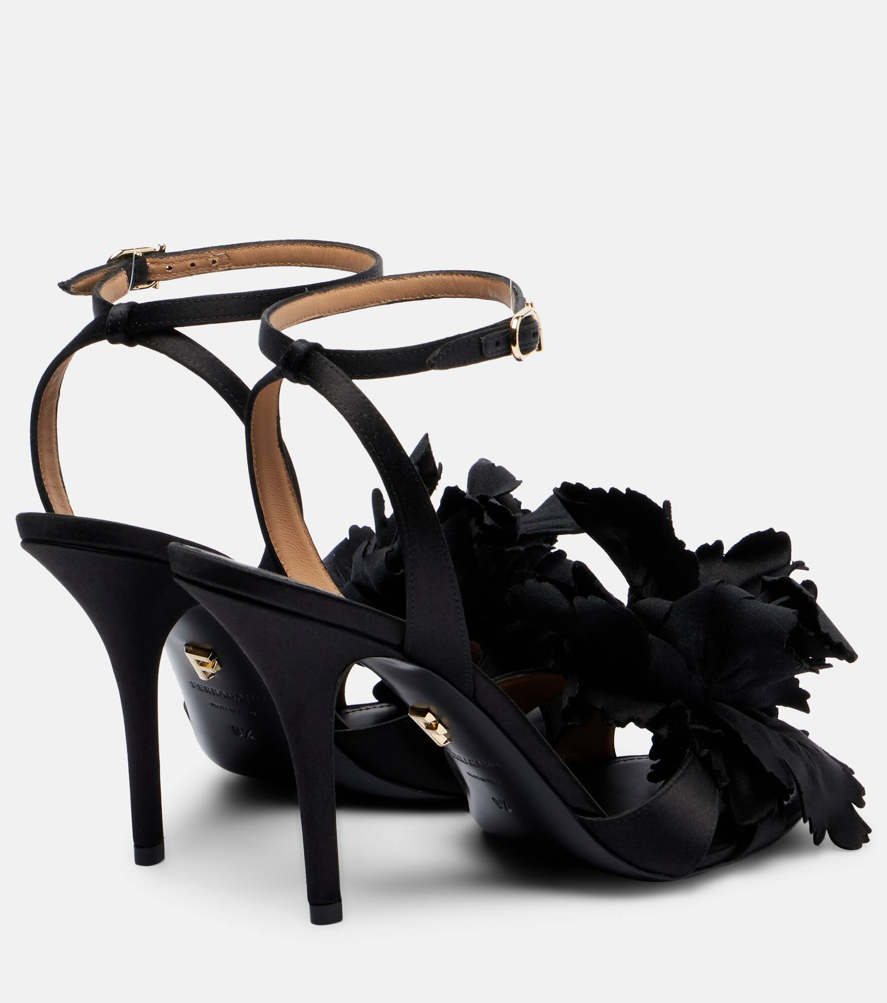 Ghilly 95 floral-appliqué satin sandals - 2