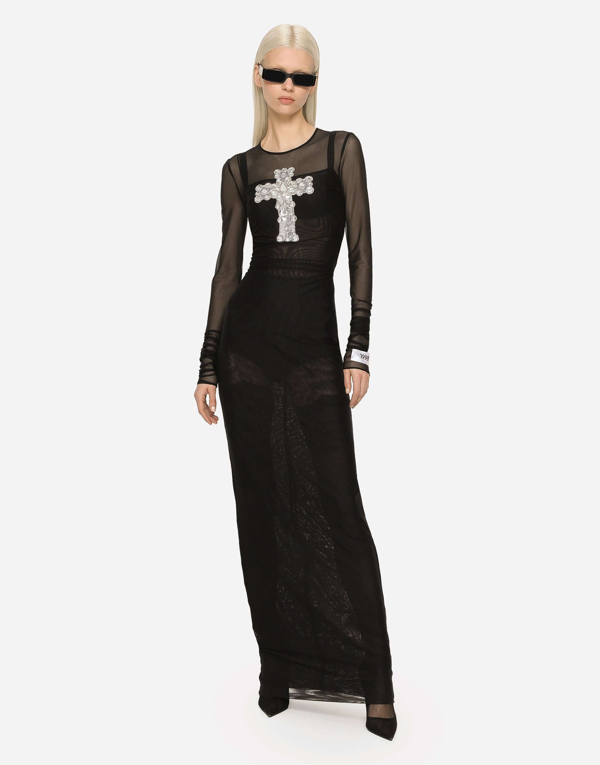 Long tulle dress with rhinestone cross embellishment - 2
