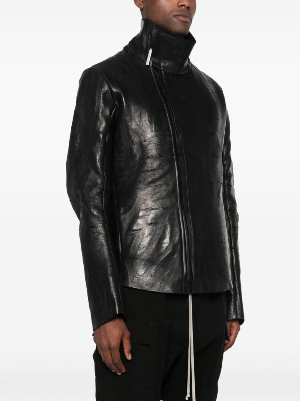 creased biker jacket - 3