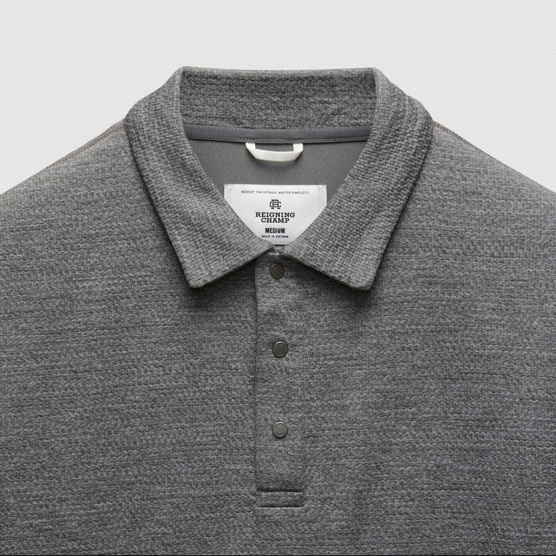 Reigning Champ Solotex Mesh Tiebreak Polo Heather Carbon outlook