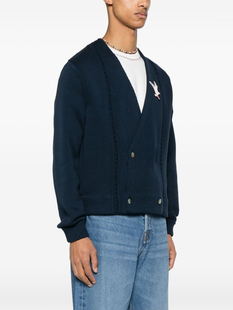 brooche-embellished double-breasted cardigan 3