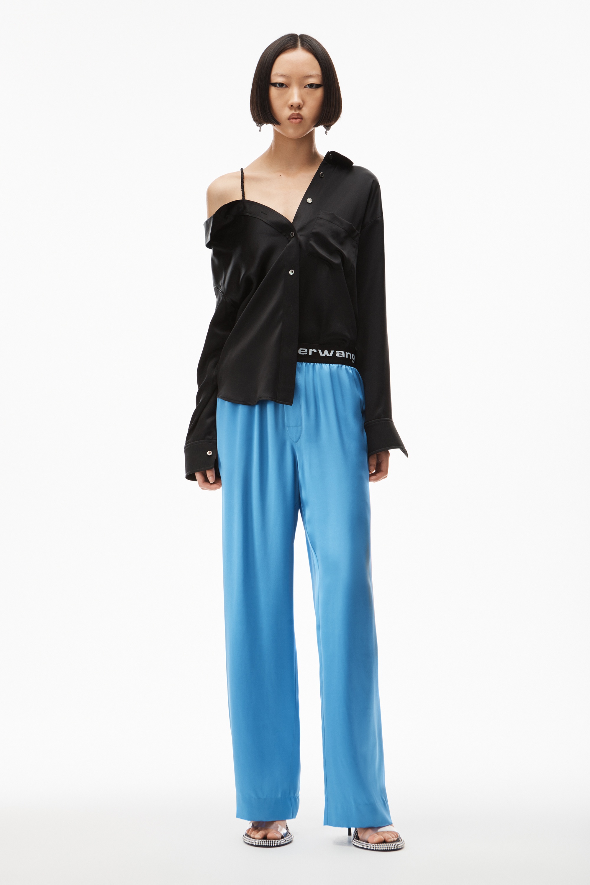 LOGO ELASTIC PANT IN SILK CHARMEUSE - 2