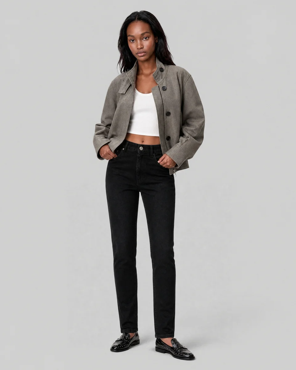 BLACK SLIM-FIT JEANS - 1