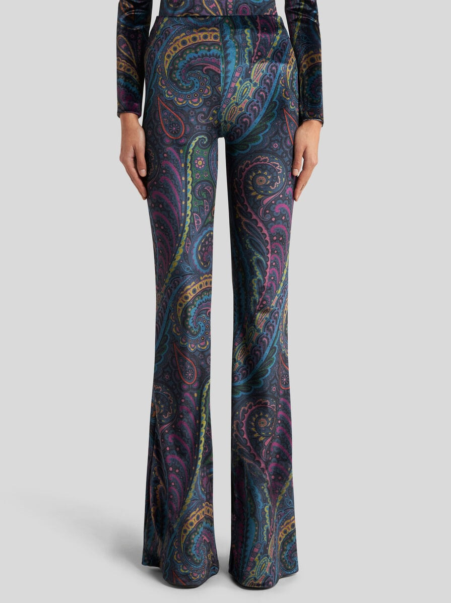 FLARED PRINTED CHENILLE TROUSERS - 2
