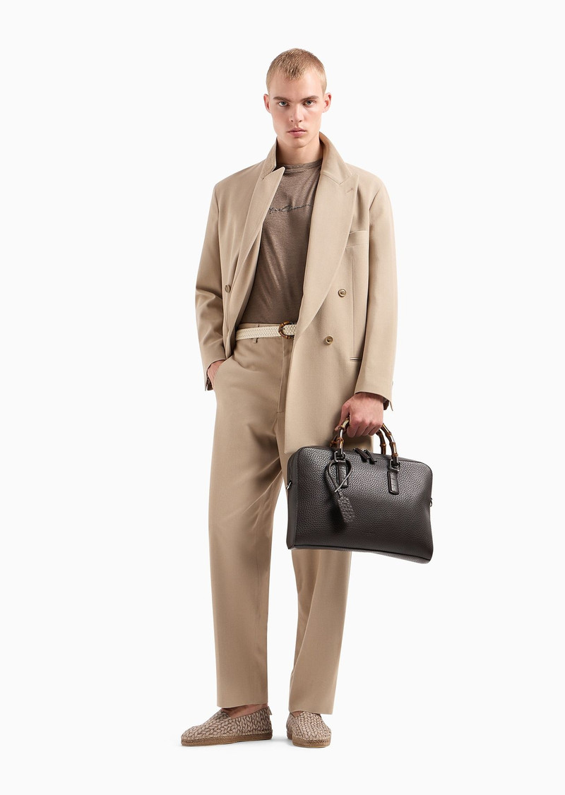 GIORGIO ARMANI Linen jersey crew-neck T-shirt with signature logo outlook